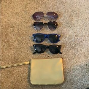 Gold Wristlet and Set of 4 sunglasses